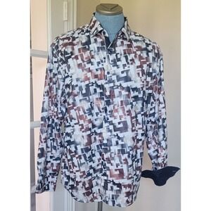 Bespoke Men's Abstract Button Up Long Sleeve Dress Shirt Size XL